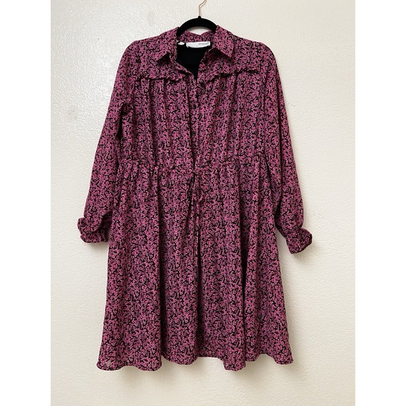 SELECTED FEMME Pink Floral Ruffles Boho Luxury Scandinavian 34 US 6 Eco Friendly - Picture 4 of 16